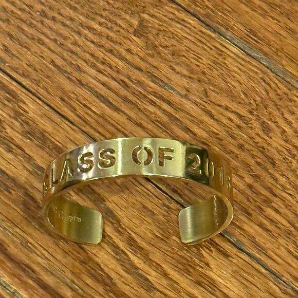 Rustic Cuff Gold-Tone Class of 2016 Cut-Out Cuff Bracelet Grad Gift Preowned - Picture 13 of 15